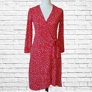 BCBG Max Azria Womens Wrap Red & White Pattern Dress Size XS